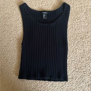 Forever 21 Black Ribbed Fitted Tank Top